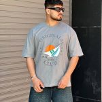 تیشرت طرحدار طوسی کد 3508