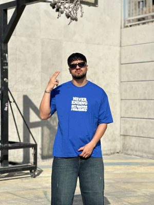 تیشرت طرحدار آبی کد 3512