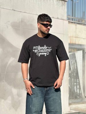 تیشرت طرحدار مشکی کد 3513