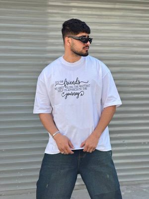 تیشرت طرحدار سفید کد 3515