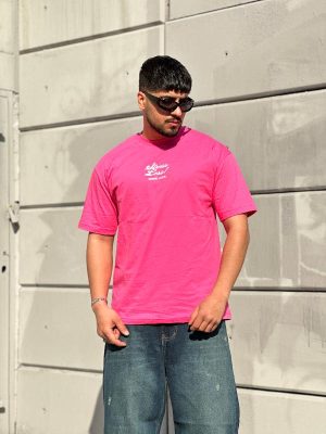 تیشرت طرحدار صورتی کد 3501