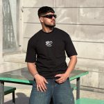 تیشرت طرحدار مشکی کد 3502
