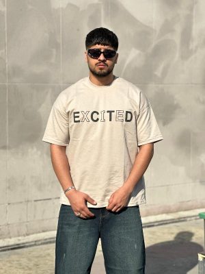 تیشرت طرحدار کرم کد 3518