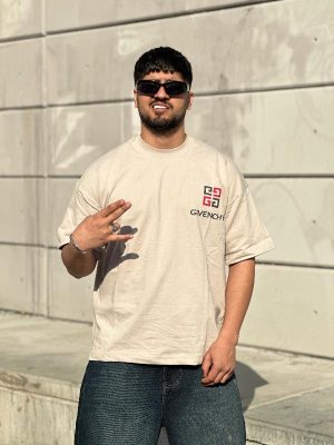 تیشرت طرحدار کرم کد 3524