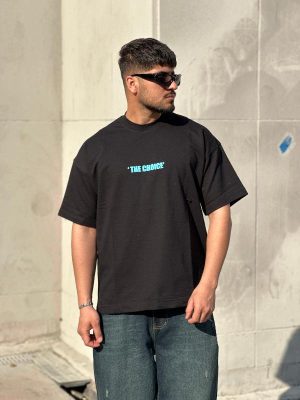 تیشرت طرحدار مشکی کد 3526