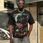 تیشرت طرحدار رنگ مشکی کد 3542