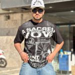 تیشرت طرحدار رنگ مشکی کد 3543