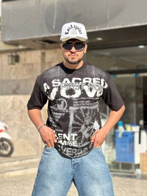 تیشرت طرحدار رنگ مشکی کد 3543