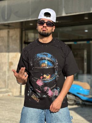 تیشرت طرحدار رنگ مشکی کد 3545