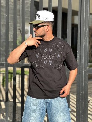 تیشرت طرحدار رنگ مشکی کد 3547