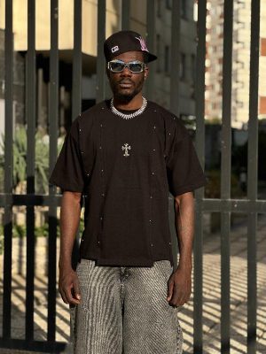 تیشرت طرحدار رنگ مشکی کد 3554