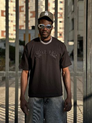 تیشرت طرحدار رنگ مشکی کد 3556