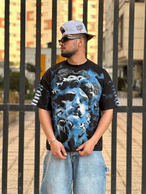 تیشرت طرحدار رنگ مشکی کد 3561