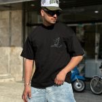 تیشرت طرحدار رنگ مشکی کد 3566