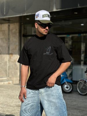 تیشرت طرحدار رنگ مشکی کد 3566