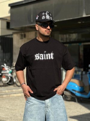 تیشرت طرحدار رنگ مشکی کد 3568