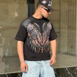 تیشرت طرحدار رنگ مشکی کد 3570