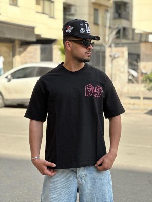 تیشرت طرحدار مشکی کد 3583