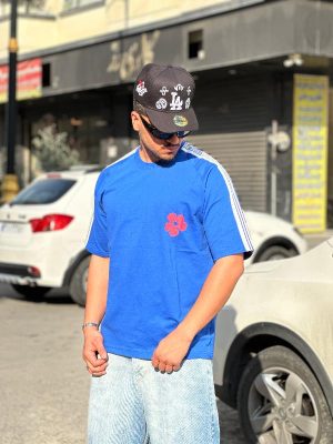 تیشرت طرحدار آبی کد 3589