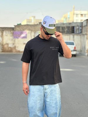 تیشرت طرحدار مشکی کد 3591