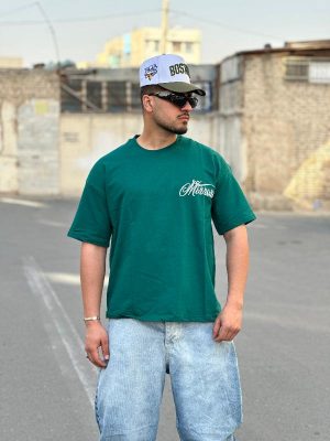 تیشرت طرحدار سبز کد 3593