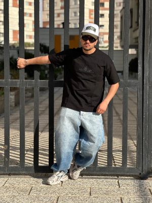 تیشرت طرحدار مشکی کد 3597