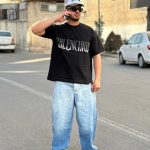 تیشرت طرحدار مشکی کد 3599