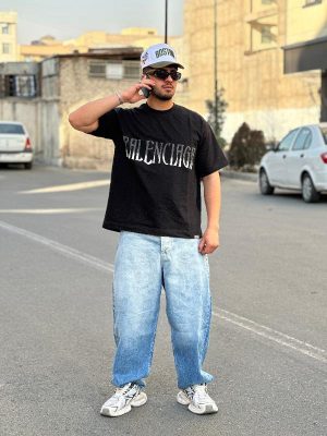 تیشرت طرحدار مشکی کد 3599