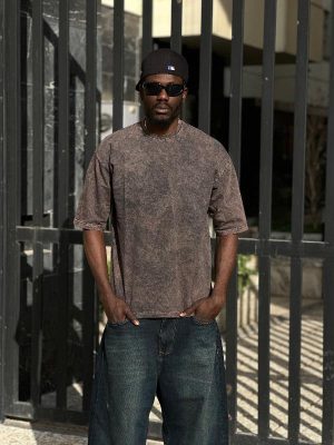 تیشرت سنگشوری قهوه ای کد 3635