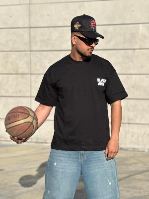 تیشرت طرحدار مشکی کد 3653