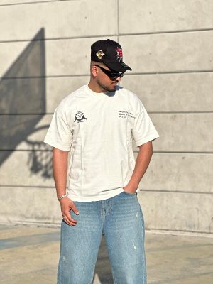 تیشرت طرحدار سفید کد 3655