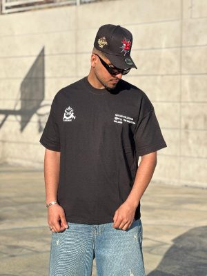 تیشرت طرحدار مشکی کد 3657