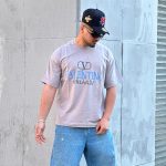 تیشرت طرحدار طوسی کد 3659