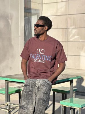 تیشرت طرحدار قهوه ای کد 3660