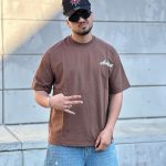 تیشرت طرحدار قهوه ای کد 3663