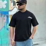 تیشرت طرحدار مشکی کد 3665