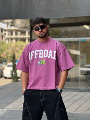 تیشرت طرحدار صورتی کد 11572