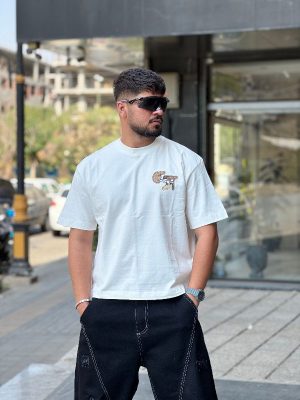 تیشرت طرحدار سفید کد 11574