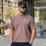 تیشرت طرحدار قهوه ای کد 11576