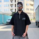 تیشرت یقه دار مشکی کد 1194