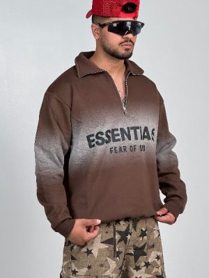 دورس نیم زیپ ESSENTIALS قهوه ای کد 11944