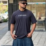 تیشرت طرح CHICAGO خاکستری کد 923