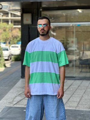 تیشرت رینگی سفید سبز کد 936