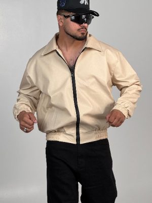 کاپشن چرم کرم کد 12073